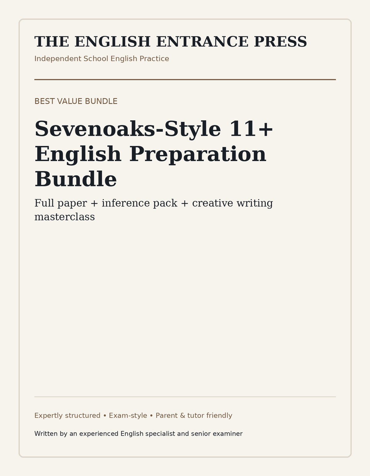 Sevenoaks-style 11+ English Preparation Bundle cover