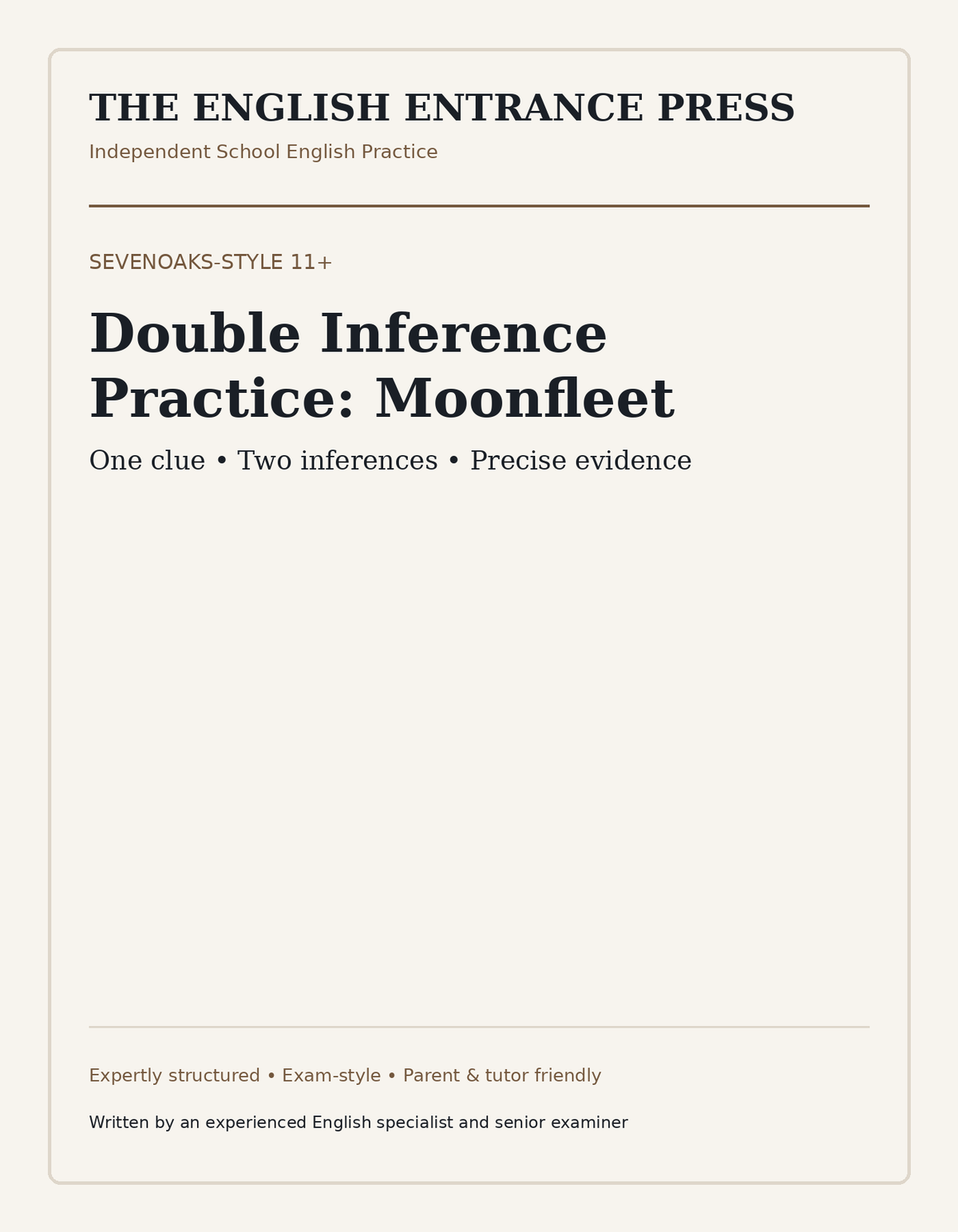 Sevenoaks-style 11+ Double Inference Practice Moonfleet cover