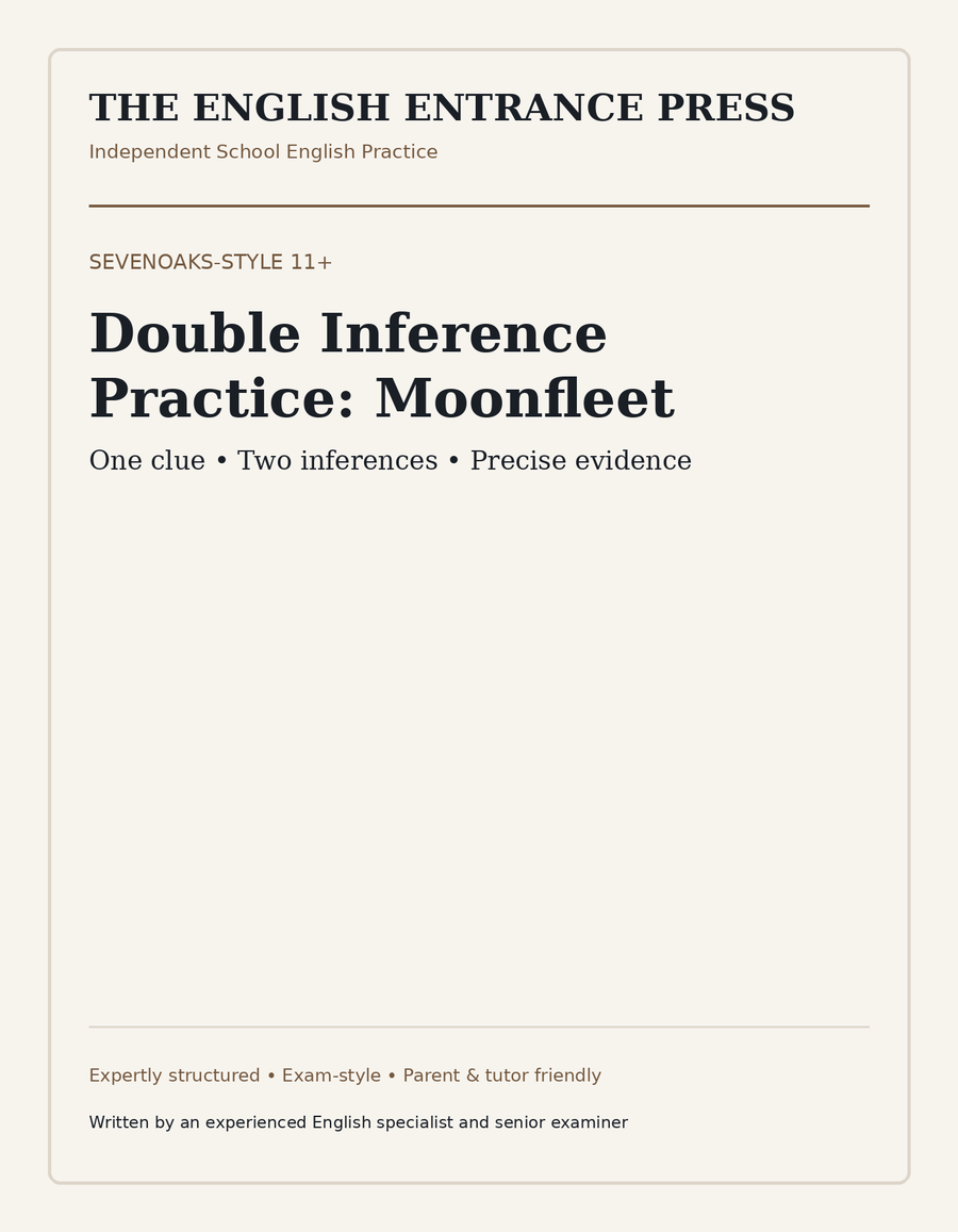 Sevenoaks-Style 11+ Double Inference Practice: Moonfleet (PDF Worksheet + Answers)